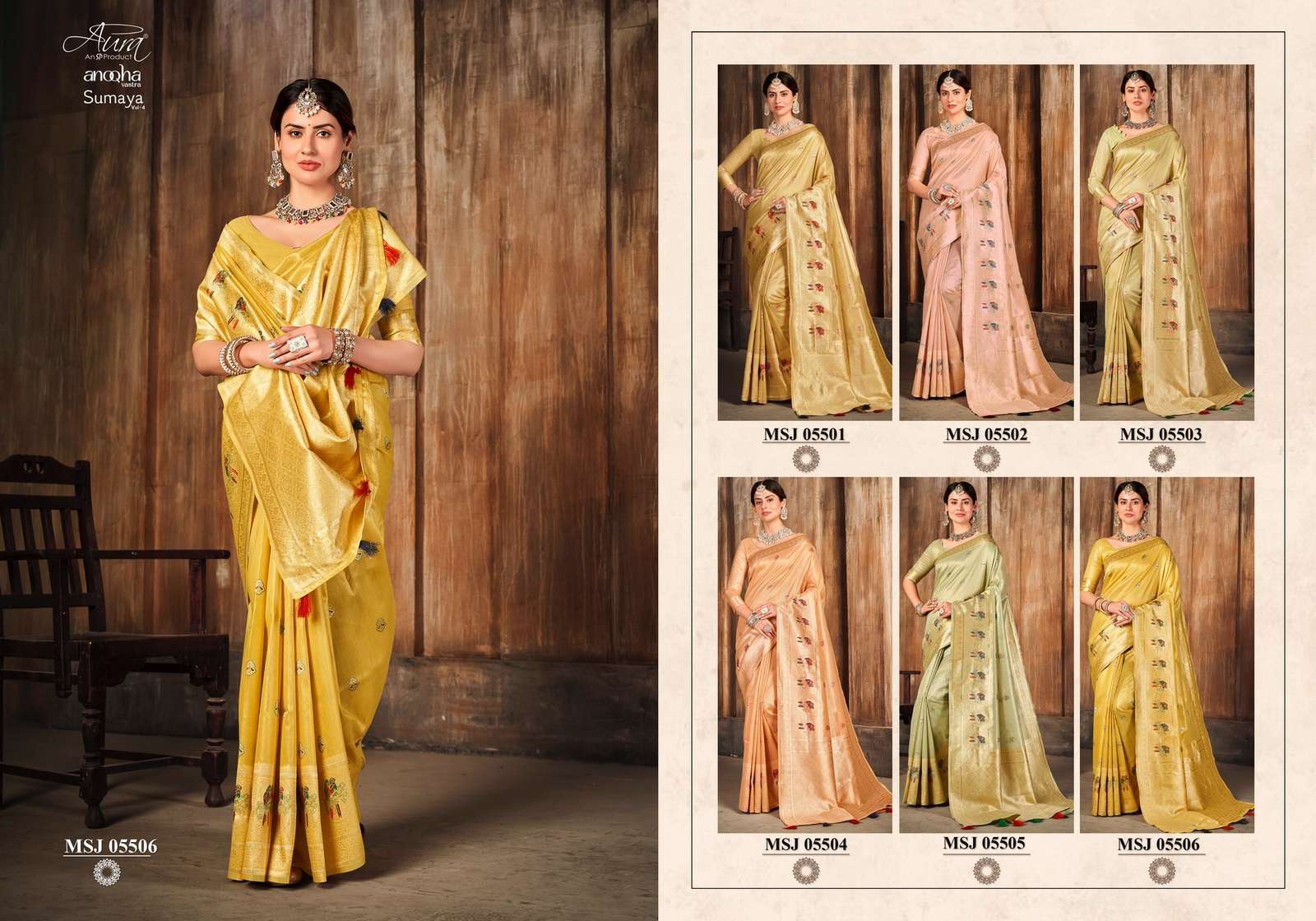 AURA PRESENT SUMAYA VOL 4 ANOQHA VASTRA FANCY 6.20 MTR SAREE WITH INCLUDING BLOUSE SET