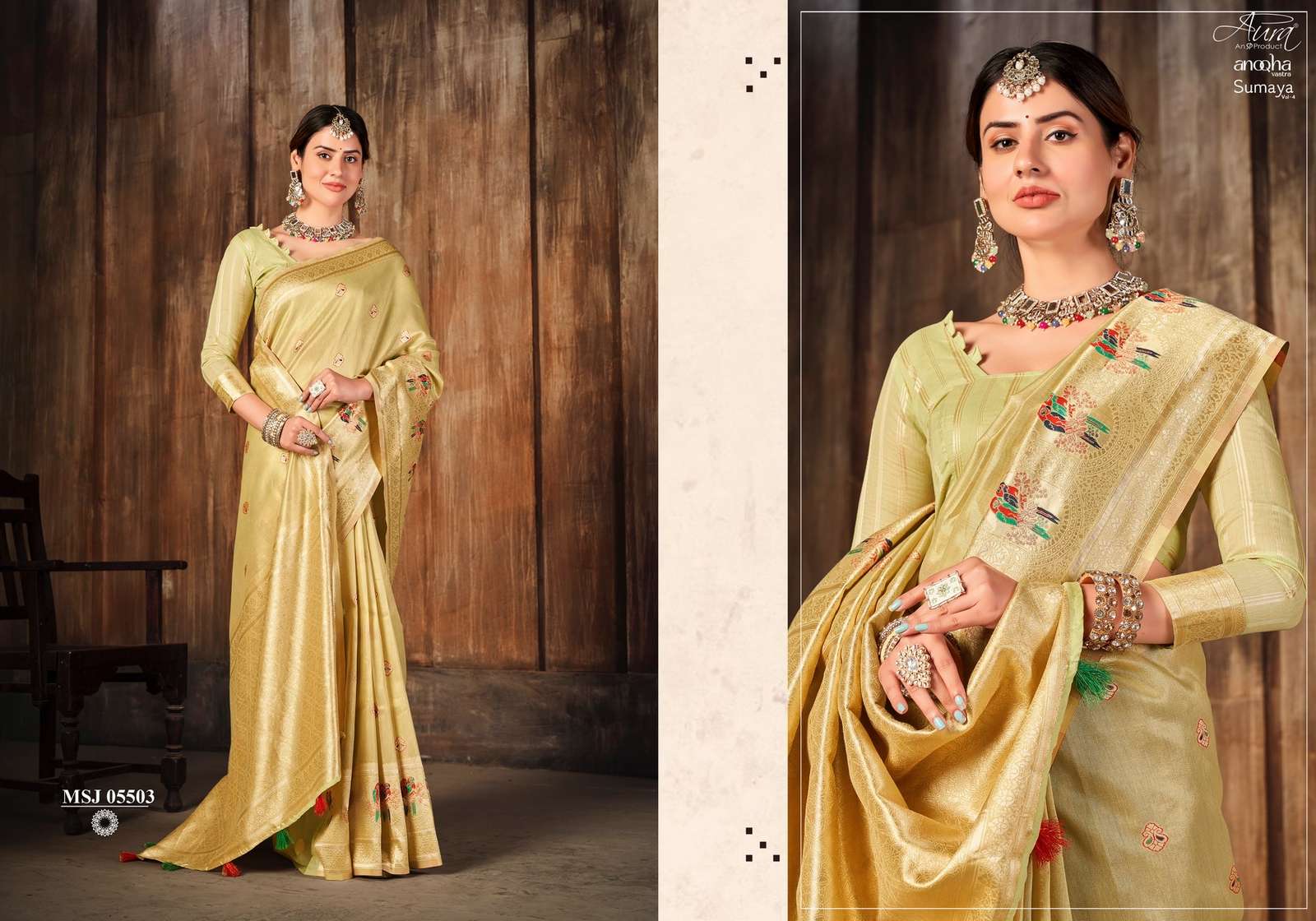 AURA PRESENT SUMAYA VOL 4 ANOQHA VASTRA FANCY 6.20 MTR SAREE WITH INCLUDING BLOUSE SET