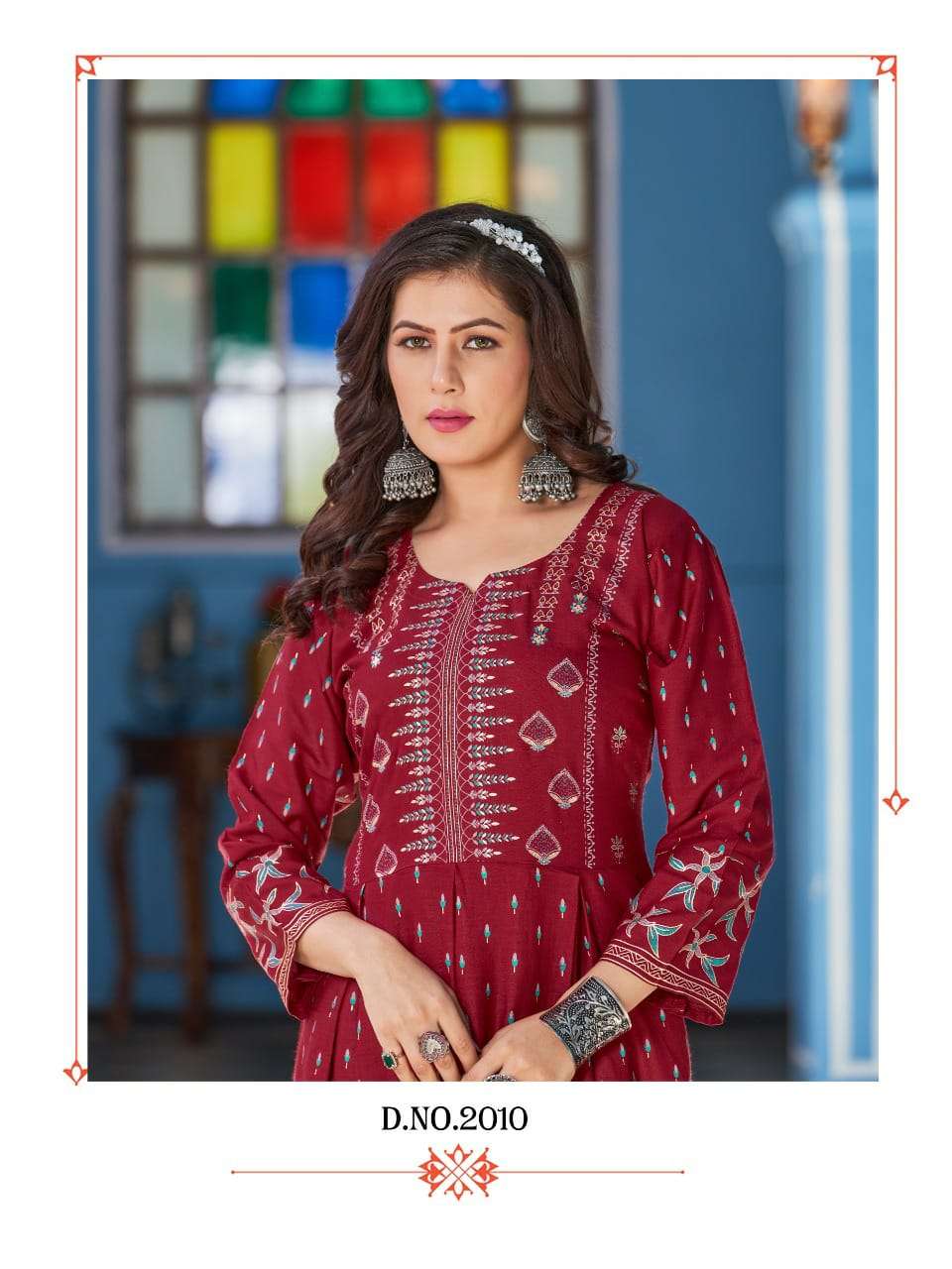 BLUE HILLS PRESENT BUTTERFLY ANARKALI CUT KURTI WITH PANT SET