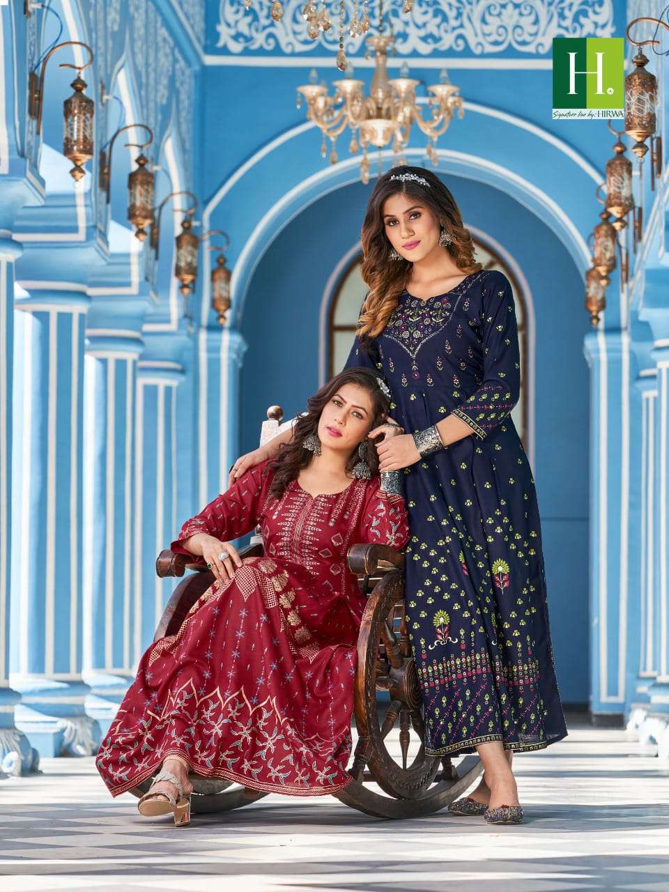 BLUE HILLS PRESENT BUTTERFLY ANARKALI CUT KURTI WITH PANT SET