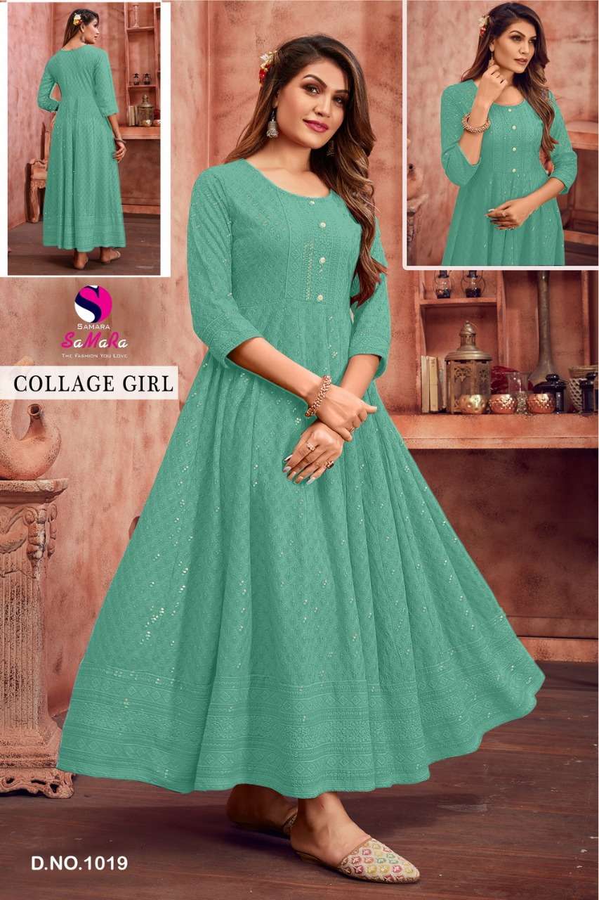 COLLEGE GIRL CATALOUGE BY SAMARA RAYON WITH SHIFFLI WORK KURTI