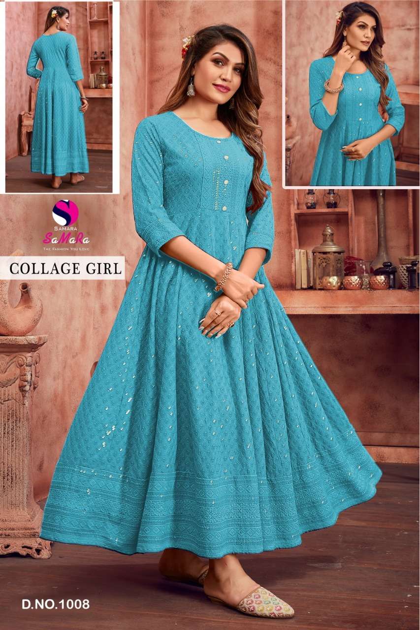 COLLEGE GIRL CATALOUGE BY SAMARA RAYON WITH SHIFFLI WORK KURTI