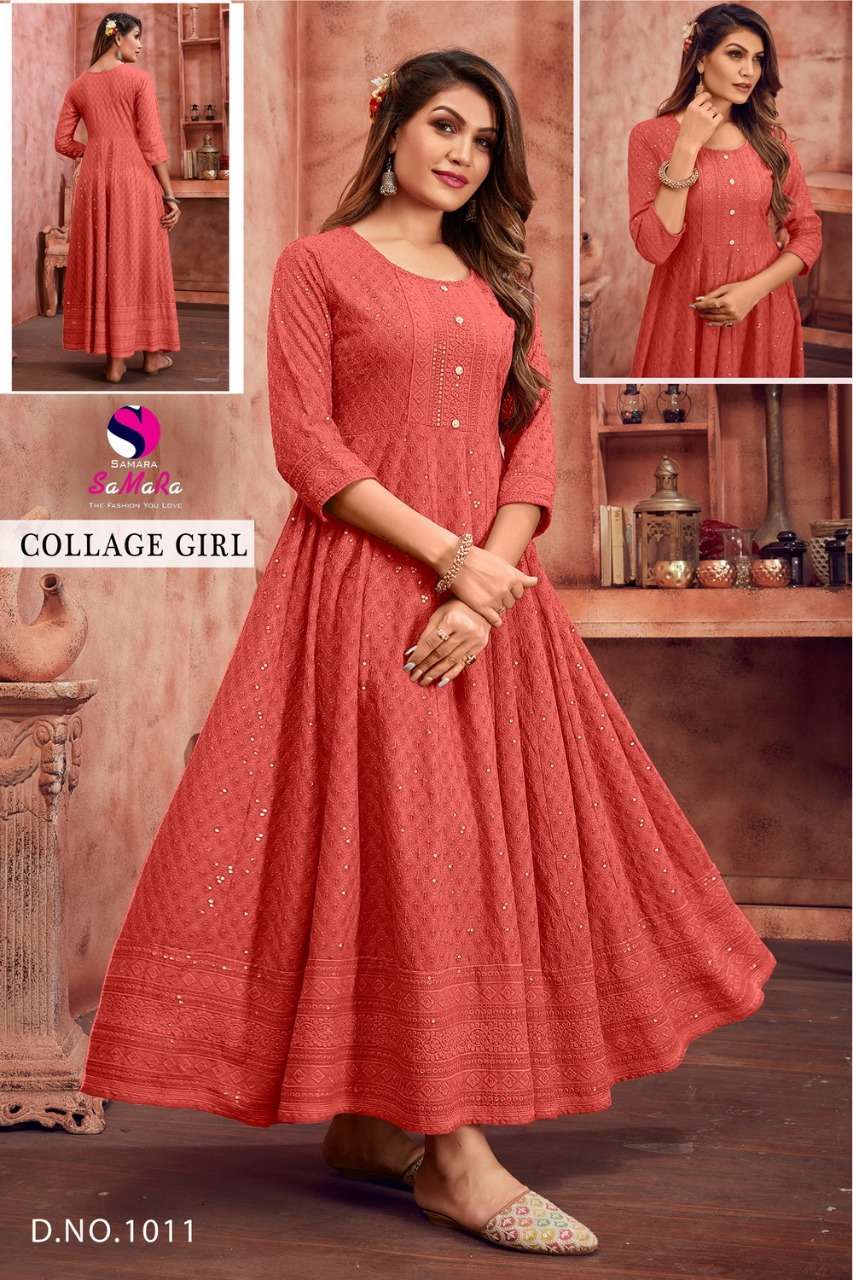 COLLEGE GIRL CATALOUGE BY SAMARA RAYON WITH SHIFFLI WORK KURTI