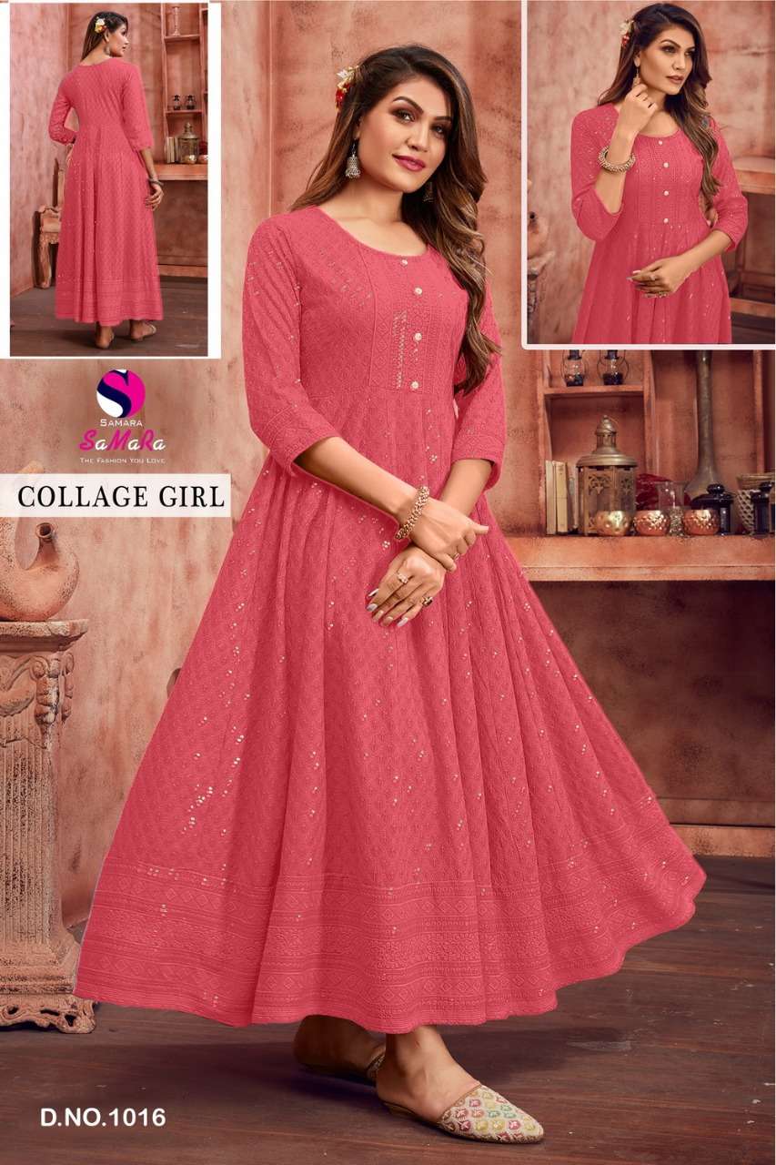 COLLEGE GIRL CATALOUGE BY SAMARA RAYON WITH SHIFFLI WORK KURTI
