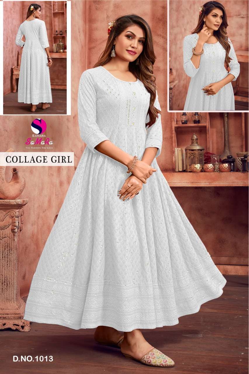 COLLEGE GIRL CATALOUGE BY SAMARA RAYON WITH SHIFFLI WORK KURTI