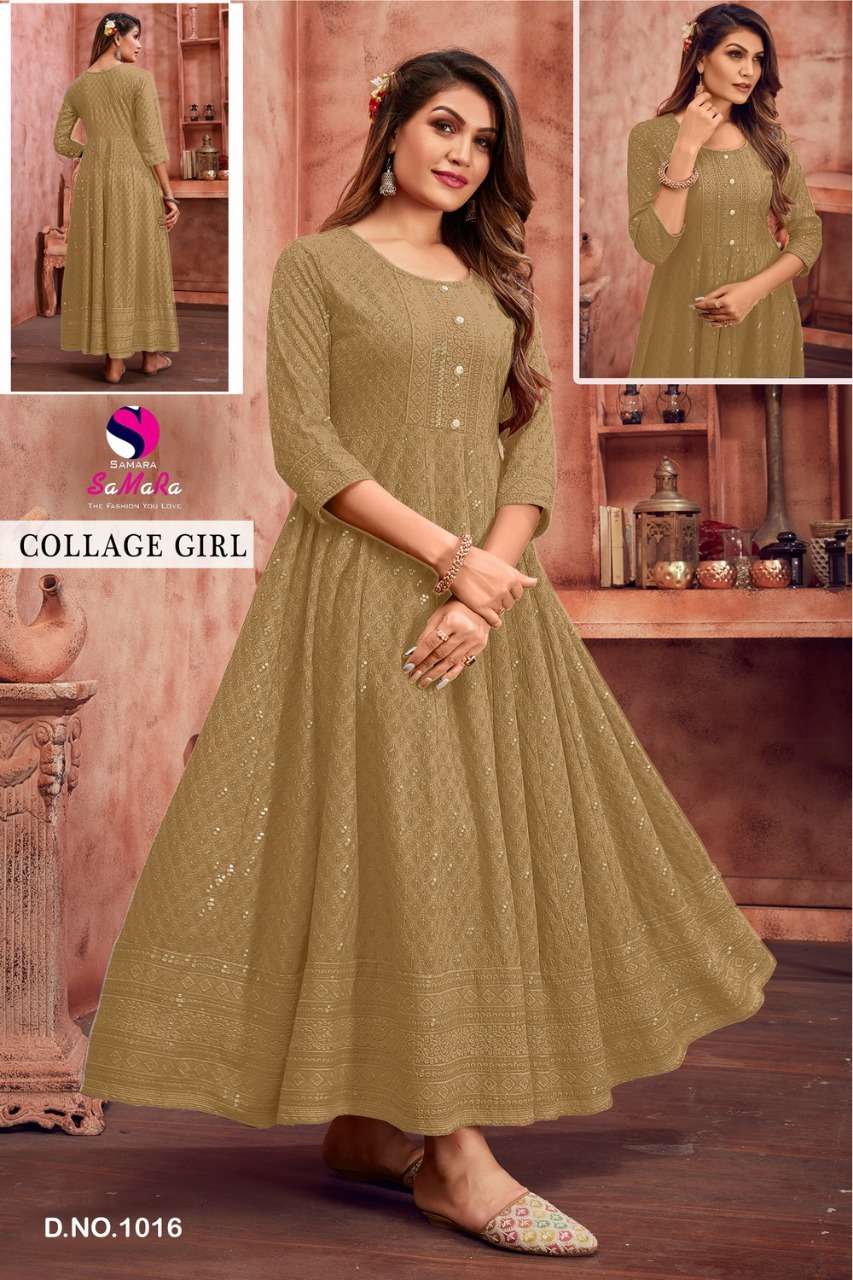 COLLEGE GIRL CATALOUGE BY SAMARA RAYON WITH SHIFFLI WORK KURTI