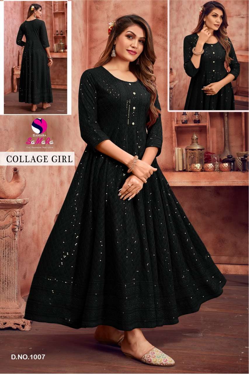COLLEGE GIRL CATALOUGE BY SAMARA RAYON WITH SHIFFLI WORK KURTI