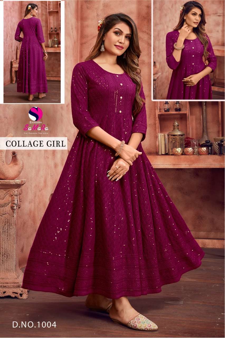 COLLEGE GIRL CATALOUGE BY SAMARA RAYON WITH SHIFFLI WORK KURTI