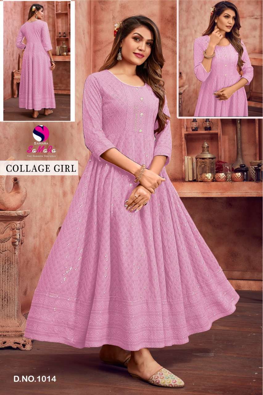 COLLEGE GIRL CATALOUGE BY SAMARA RAYON WITH SHIFFLI WORK KURTI