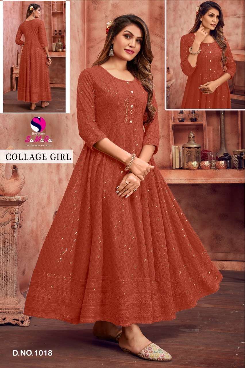 COLLEGE GIRL CATALOUGE BY SAMARA RAYON WITH SHIFFLI WORK KURTI