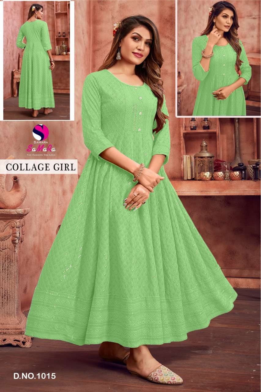 COLLEGE GIRL CATALOUGE BY SAMARA RAYON WITH SHIFFLI WORK KURTI