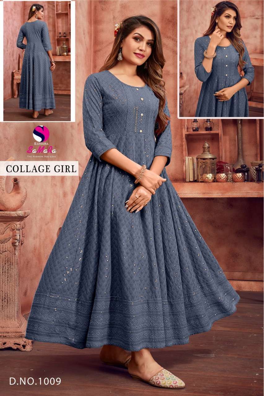COLLEGE GIRL CATALOUGE BY SAMARA RAYON WITH SHIFFLI WORK KURTI