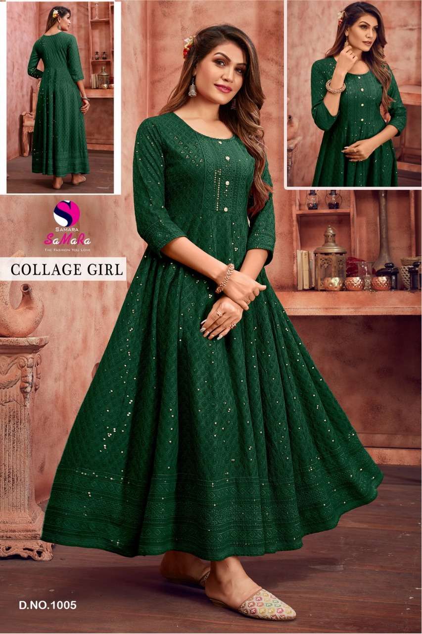 COLLEGE GIRL CATALOUGE BY SAMARA RAYON WITH SHIFFLI WORK KURTI