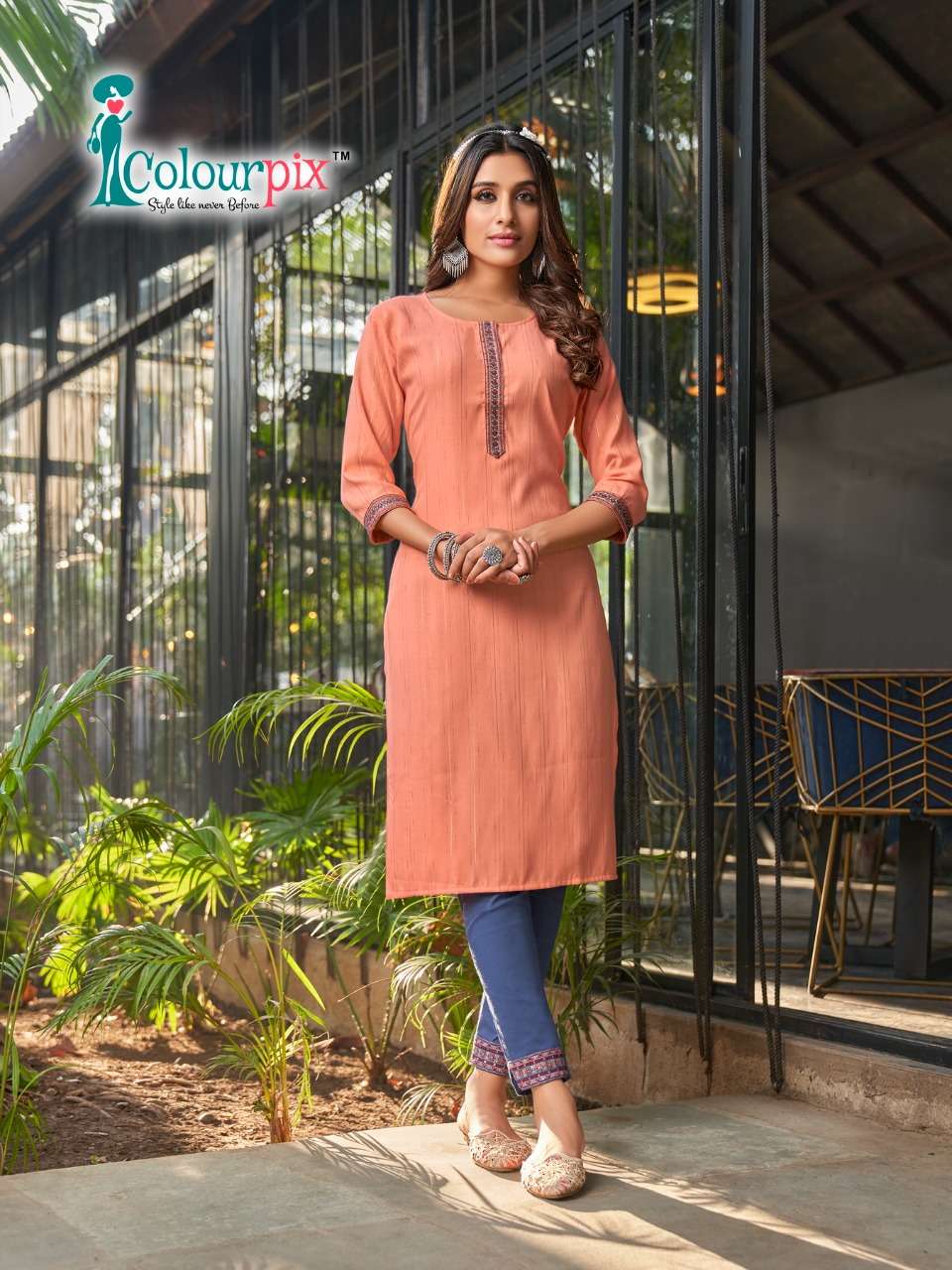 COLOURPIX PRESENT FASHION QUEEN VOL 1 DOBY RAYON WITH SEQUENCE WORK KURTI WITH PANT