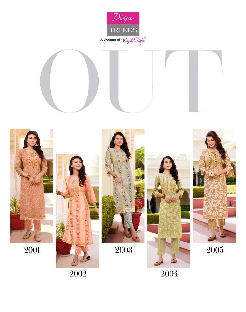 D.NO 2001 TO 2010 SERIES GOLDY VOL 2 CATALOG BY KURTI WITH PANT PRESENT DIYA TRENDZ BRAND