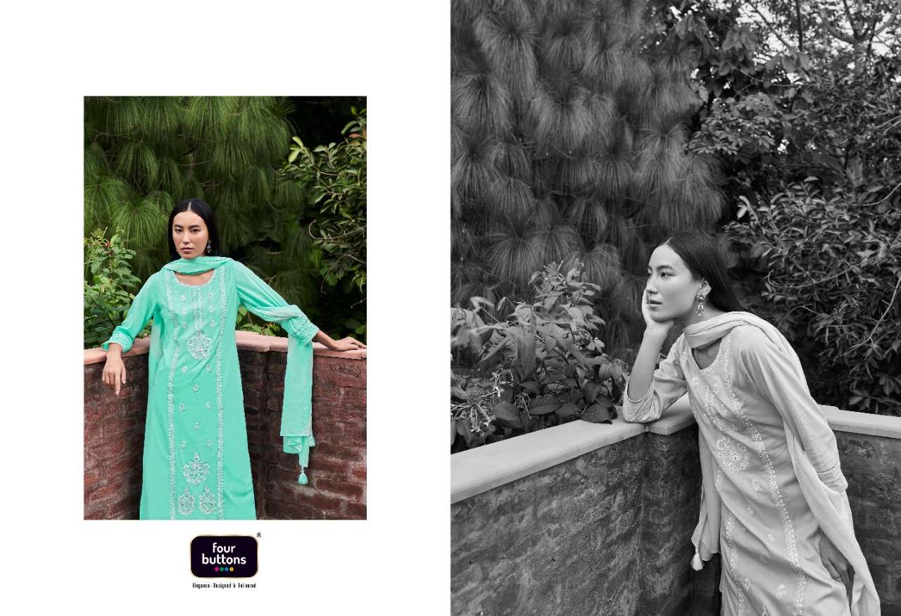 FOUR BUTTONS PRESENT FANAA PURE COTTON MAL 3PCS SET KURTI PANT WITH DUPATTA SET