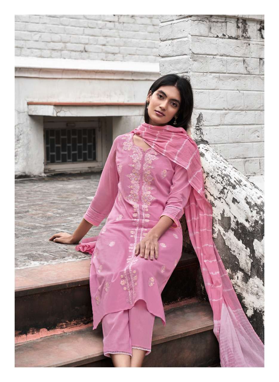 FOUR BUTTONS PRESENT FANAA PURE COTTON MAL 3PCS SET KURTI PANT WITH DUPATTA SET