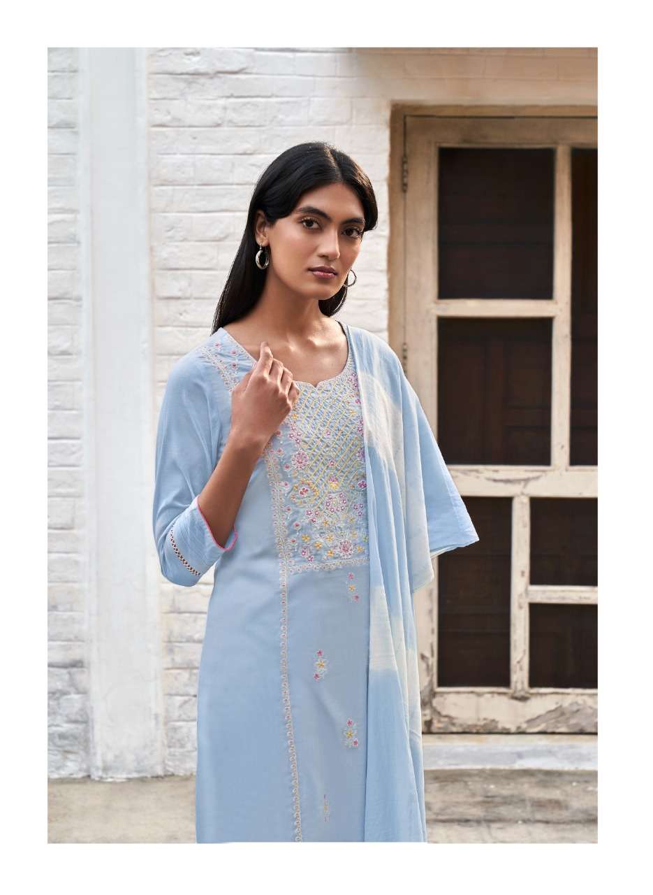 FOUR BUTTONS PRESENT FANAA PURE COTTON MAL 3PCS SET KURTI PANT WITH DUPATTA SET