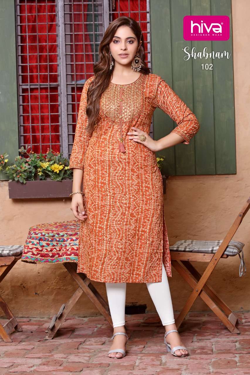 HIVA PRESENT SHABNAM RAYON KURTI CATALOG