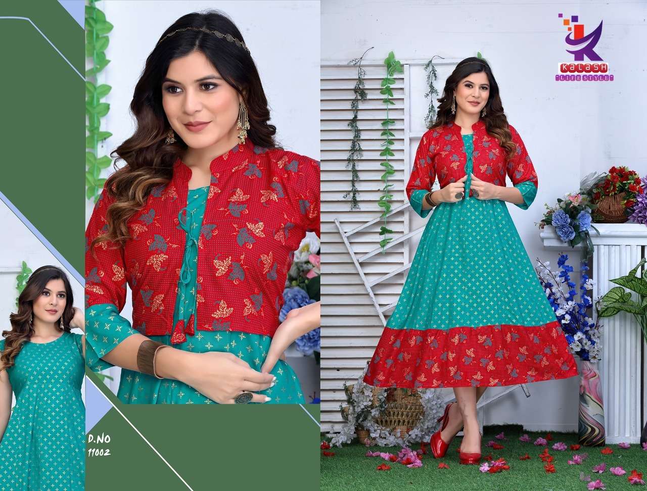 KALASH LIFE STYLE PRESENTING FANCY A LINE KURTA ASHLEY CATALOG