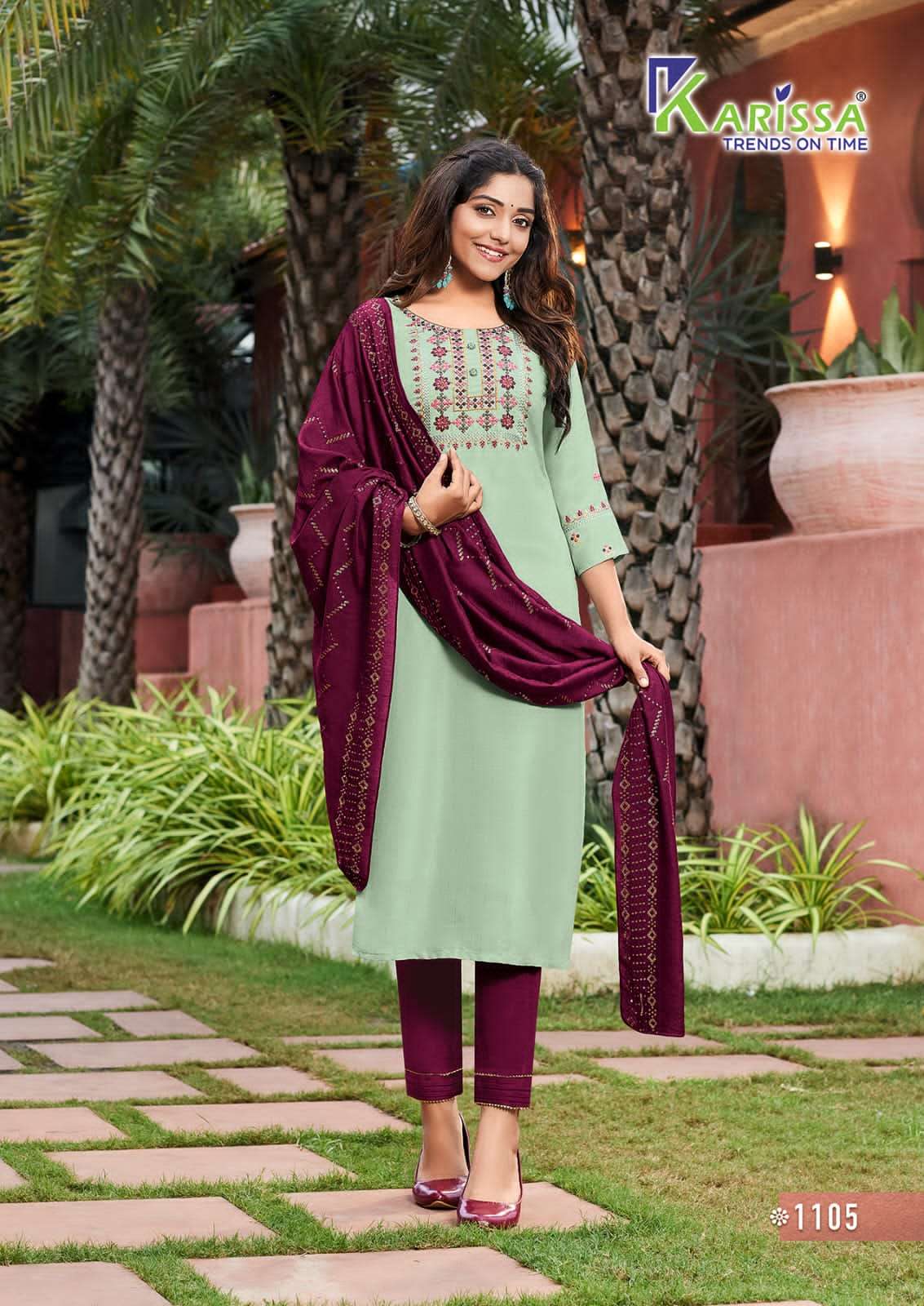 KARISSA PRESENT AKSHARA VOL 1 3PCS CONCEPT KURTI PANT WITH DUPATTA SET