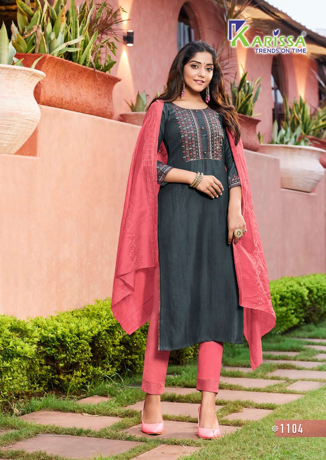 KARISSA PRESENT AKSHARA VOL 1 3PCS CONCEPT KURTI PANT WITH DUPATTA SET