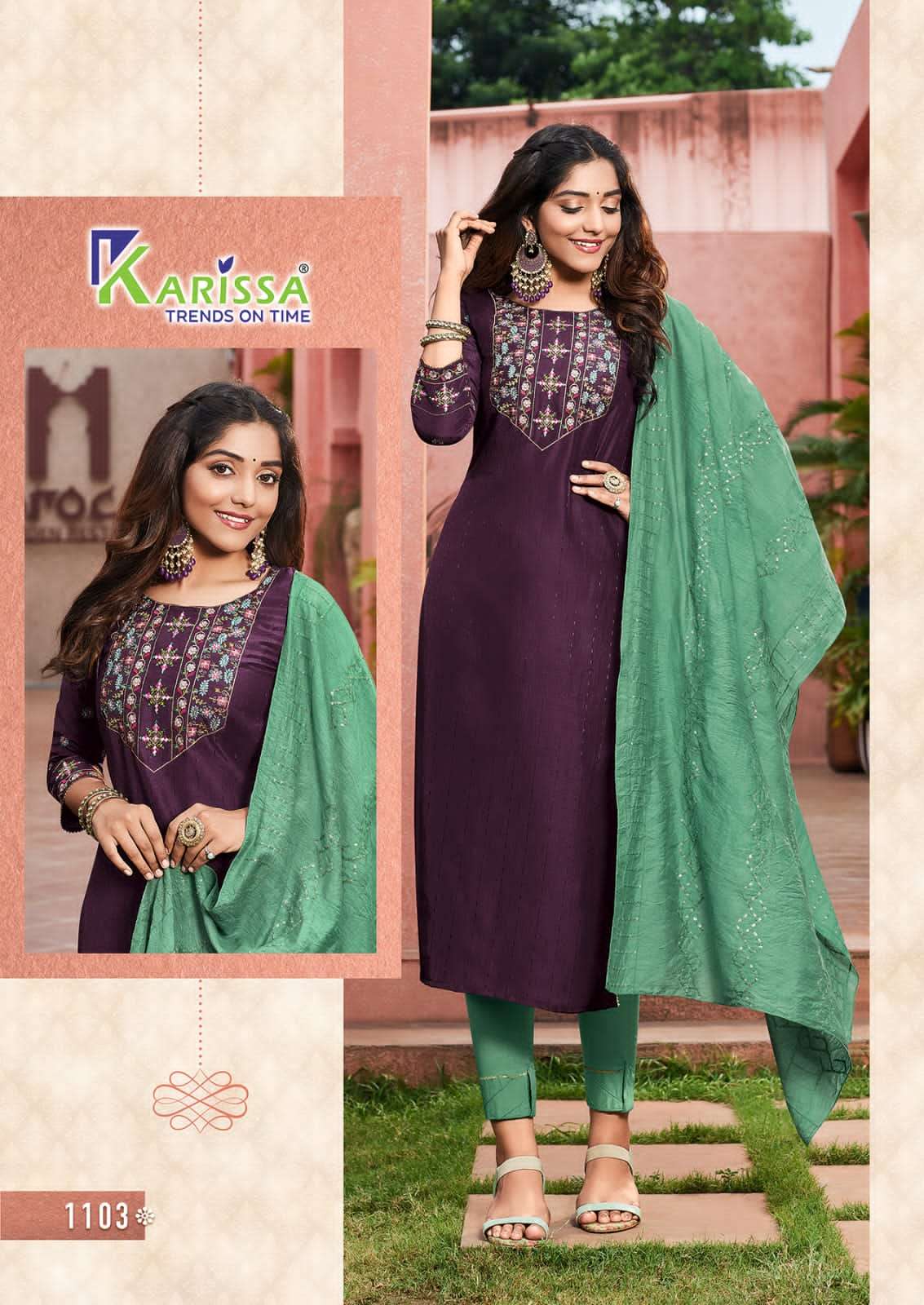 KARISSA PRESENT AKSHARA VOL 1 3PCS CONCEPT KURTI PANT WITH DUPATTA SET