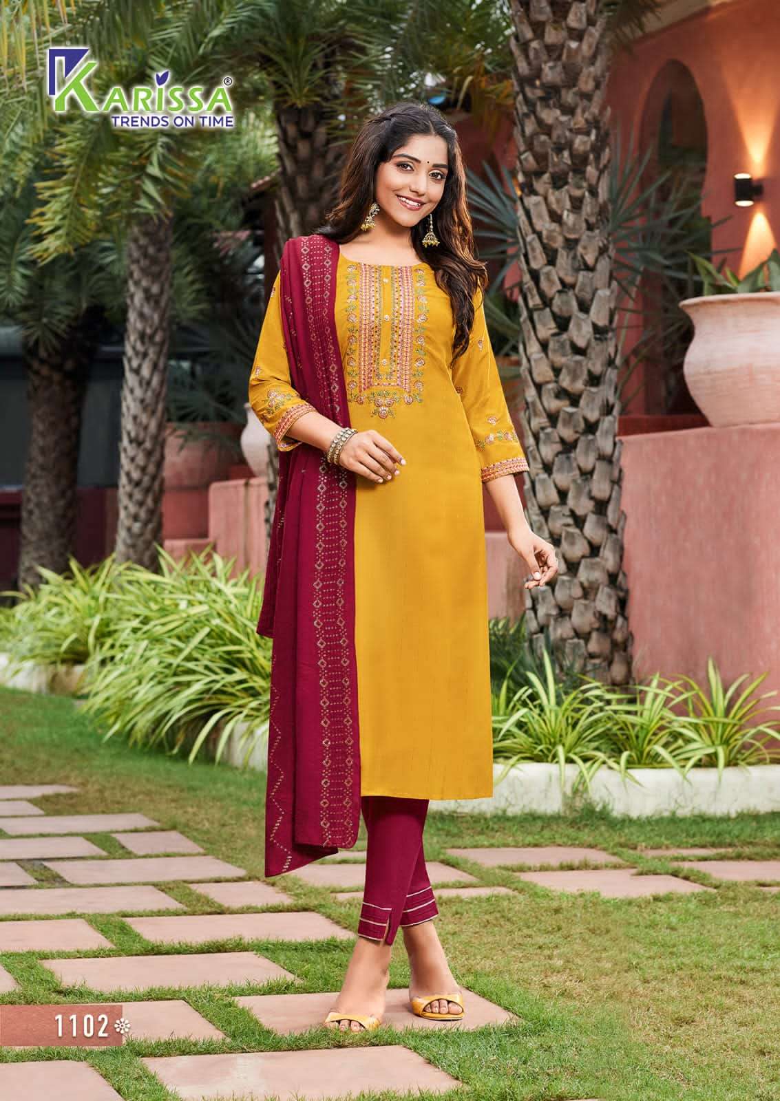 KARISSA PRESENT AKSHARA VOL 1 3PCS CONCEPT KURTI PANT WITH DUPATTA SET