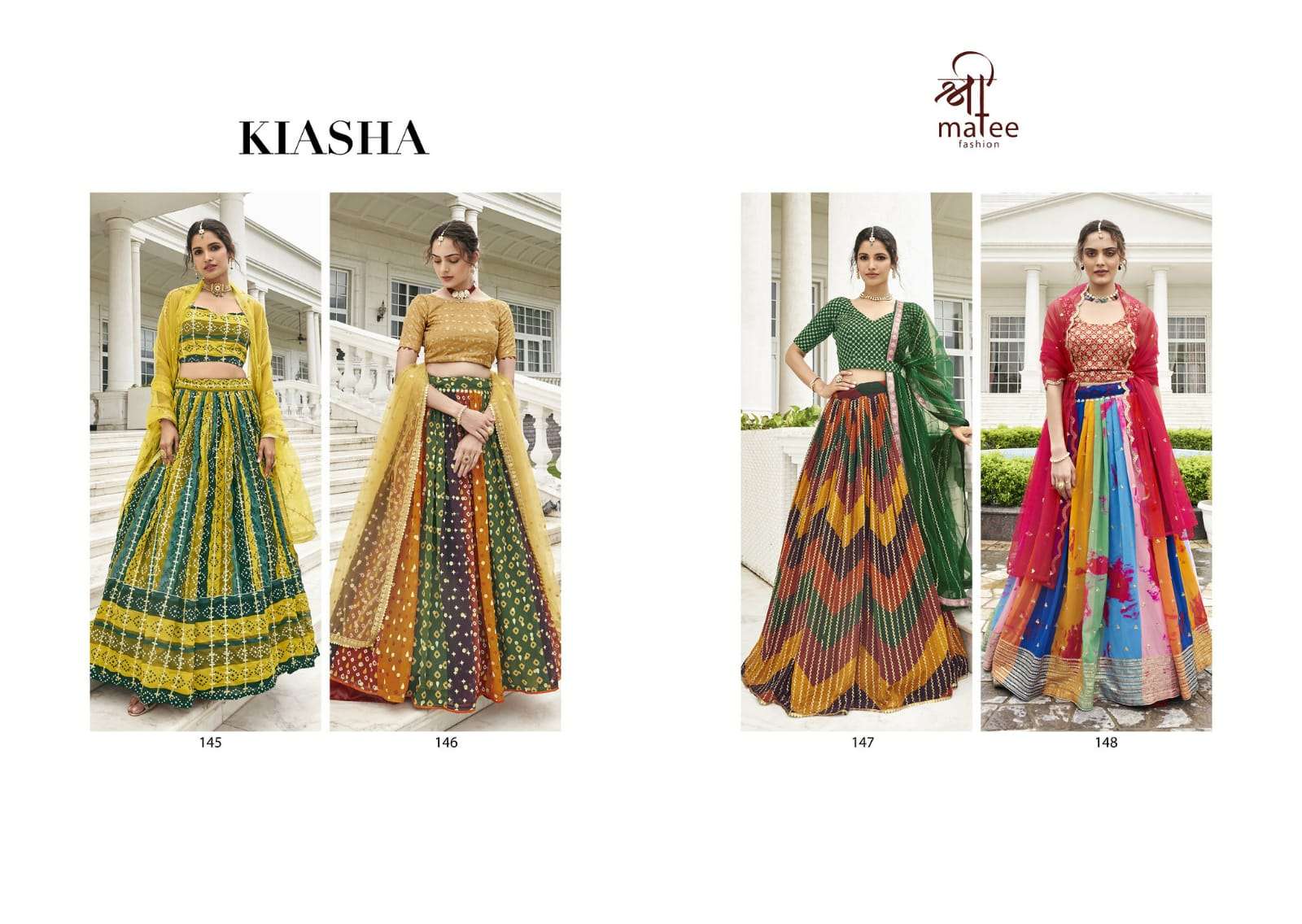 KIASHA CATALOUGE BY SHREEMATEE FASHION  PURE FOX GEORGETTE FABRIC MULTI COLOR DIGITAL PRINTED LEHENGA