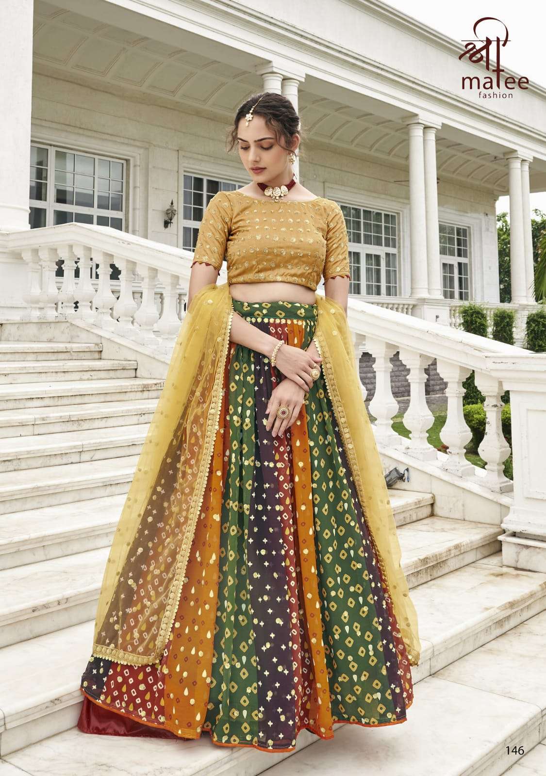 KIASHA CATALOUGE BY SHREEMATEE FASHION  PURE FOX GEORGETTE FABRIC MULTI COLOR DIGITAL PRINTED LEHENGA