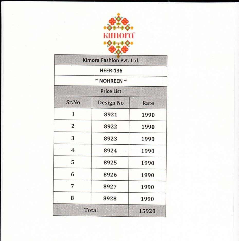 KIMORA PRESENT HEER VOL 136 UNSTITCHED KURTI PLAZO WITH DUPATTA SET