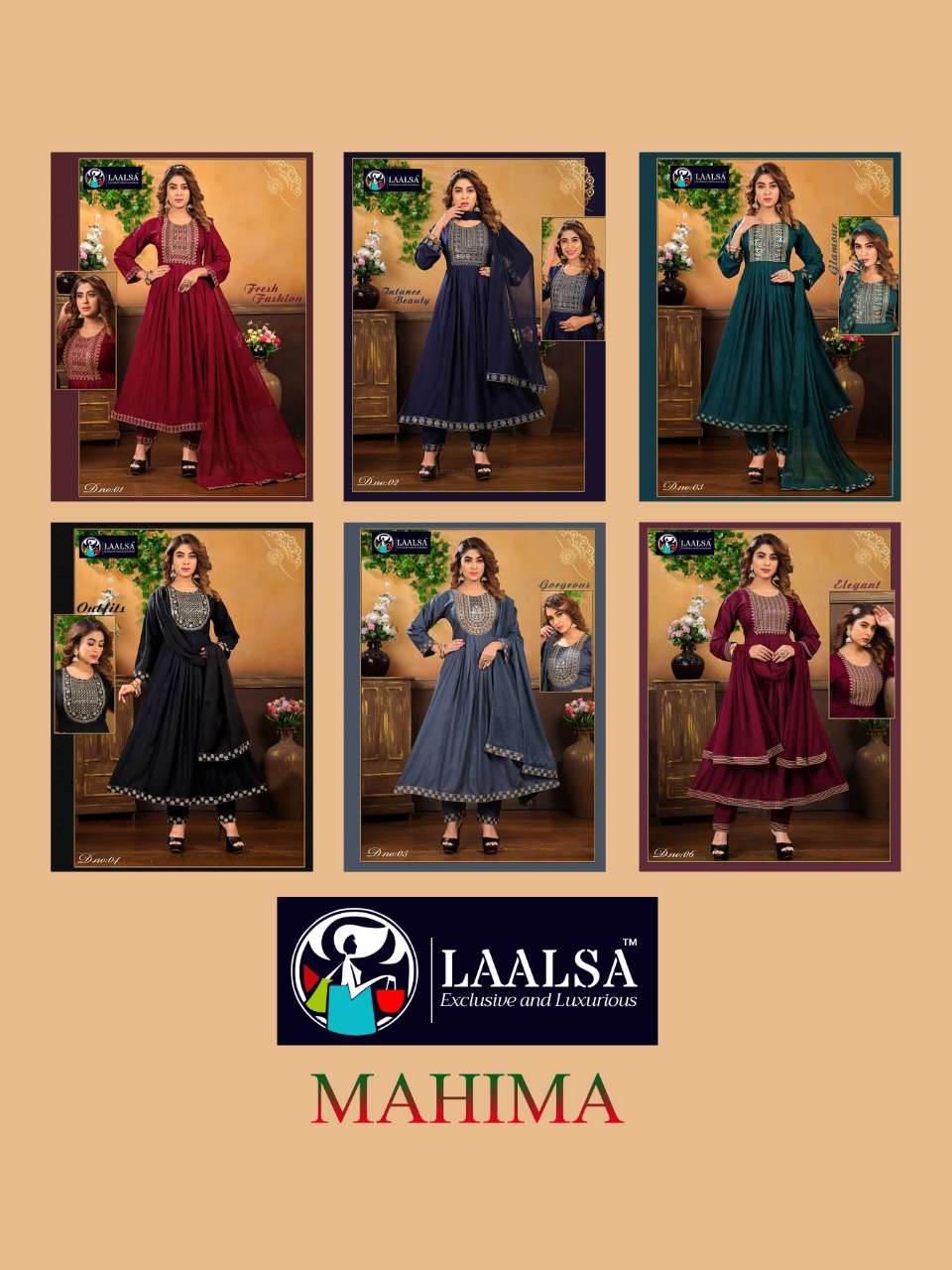 LAALSA PRESENT MAHIMA VOL 2 FLAIR KURTI WITH PANT & DUPATTA SET