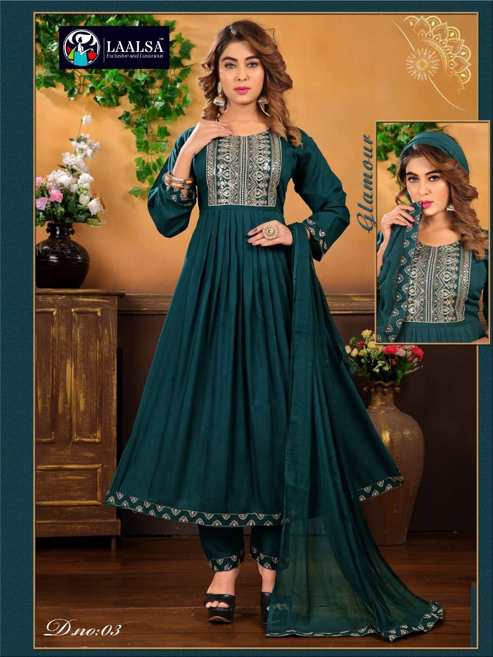 LAALSA PRESENT MAHIMA VOL 2 FLAIR KURTI WITH PANT & DUPATTA SET