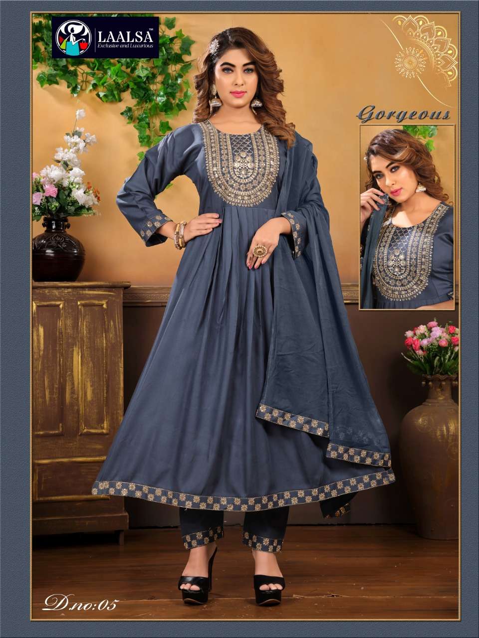 LAALSA PRESENT MAHIMA VOL 2 FLAIR KURTI WITH PANT & DUPATTA SET