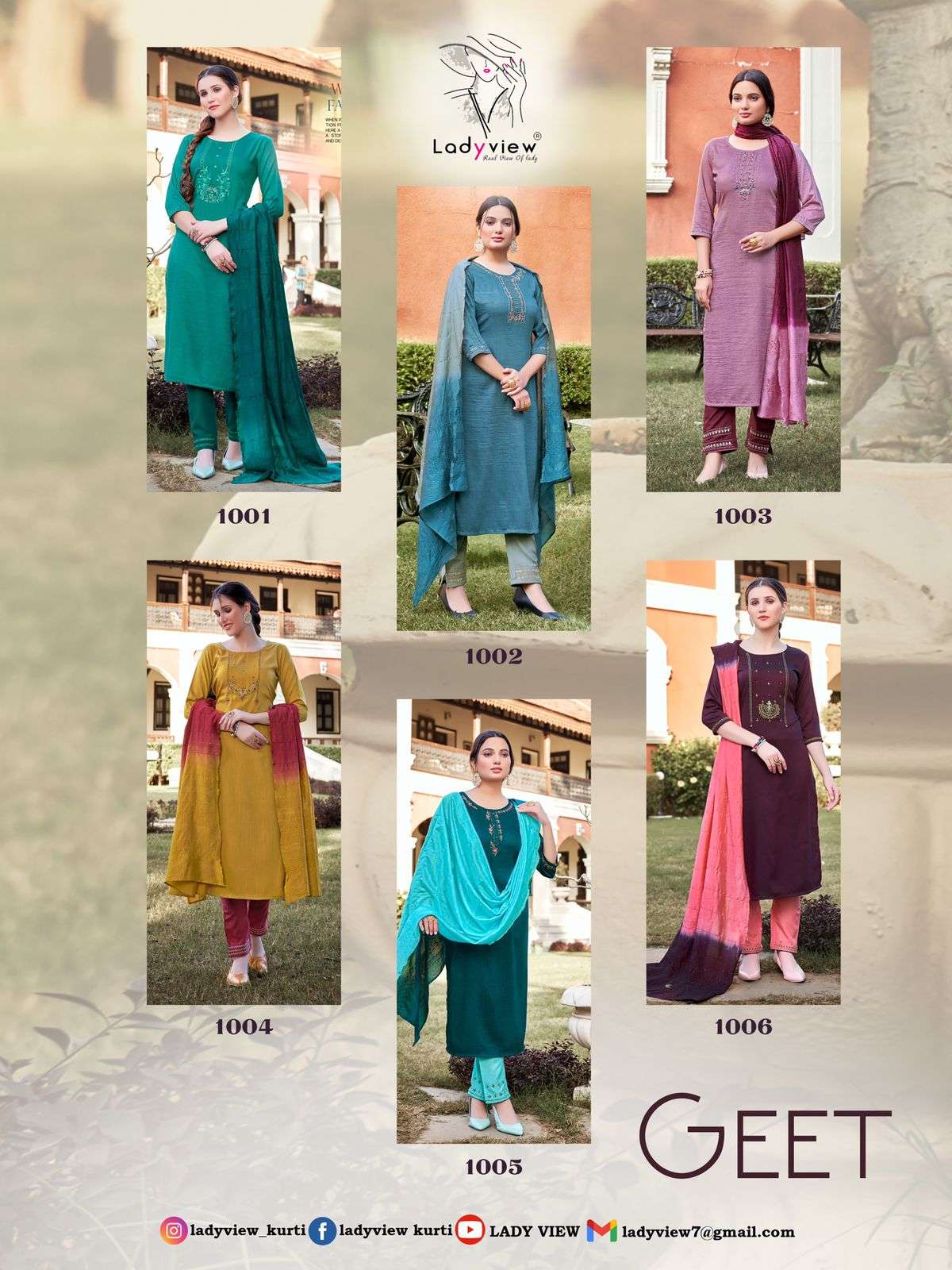 LADYVIEW LAUNCHING KURTI PANT WITH DUPATTA SET PRESENT GEET CATALOG