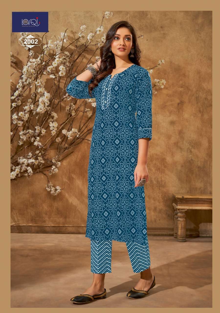 LARQI PRESENT BANDHANI LEHRIYA SPECIAL VOL 2 COTTON TOP BOTTOM SET 