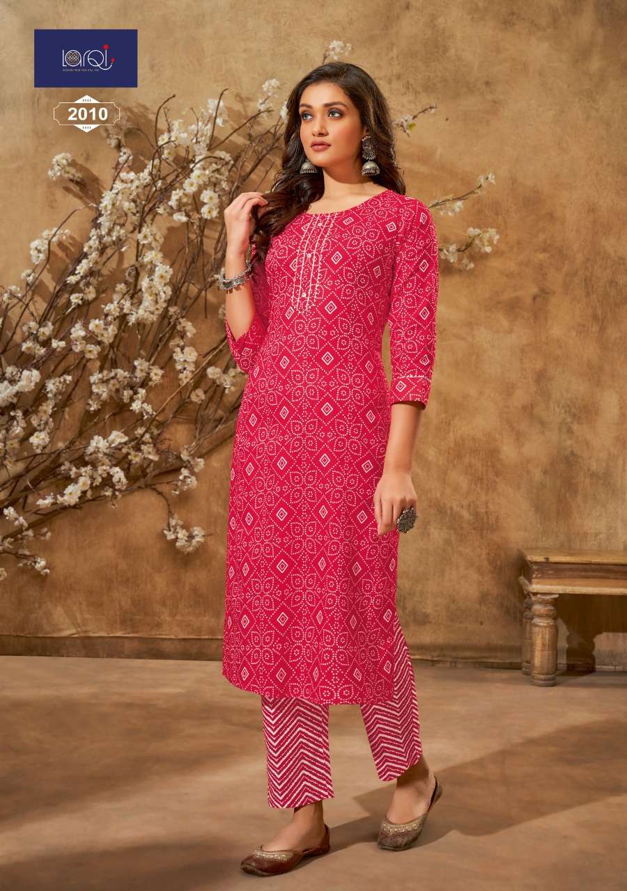 LARQI PRESENT BANDHANI LEHRIYA SPECIAL VOL 2 COTTON TOP BOTTOM SET 