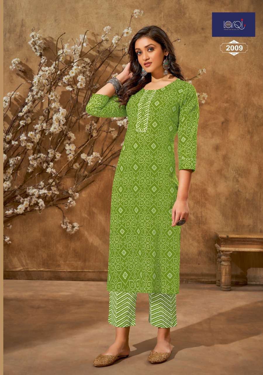 LARQI PRESENT BANDHANI LEHRIYA SPECIAL VOL 2 COTTON TOP BOTTOM SET 