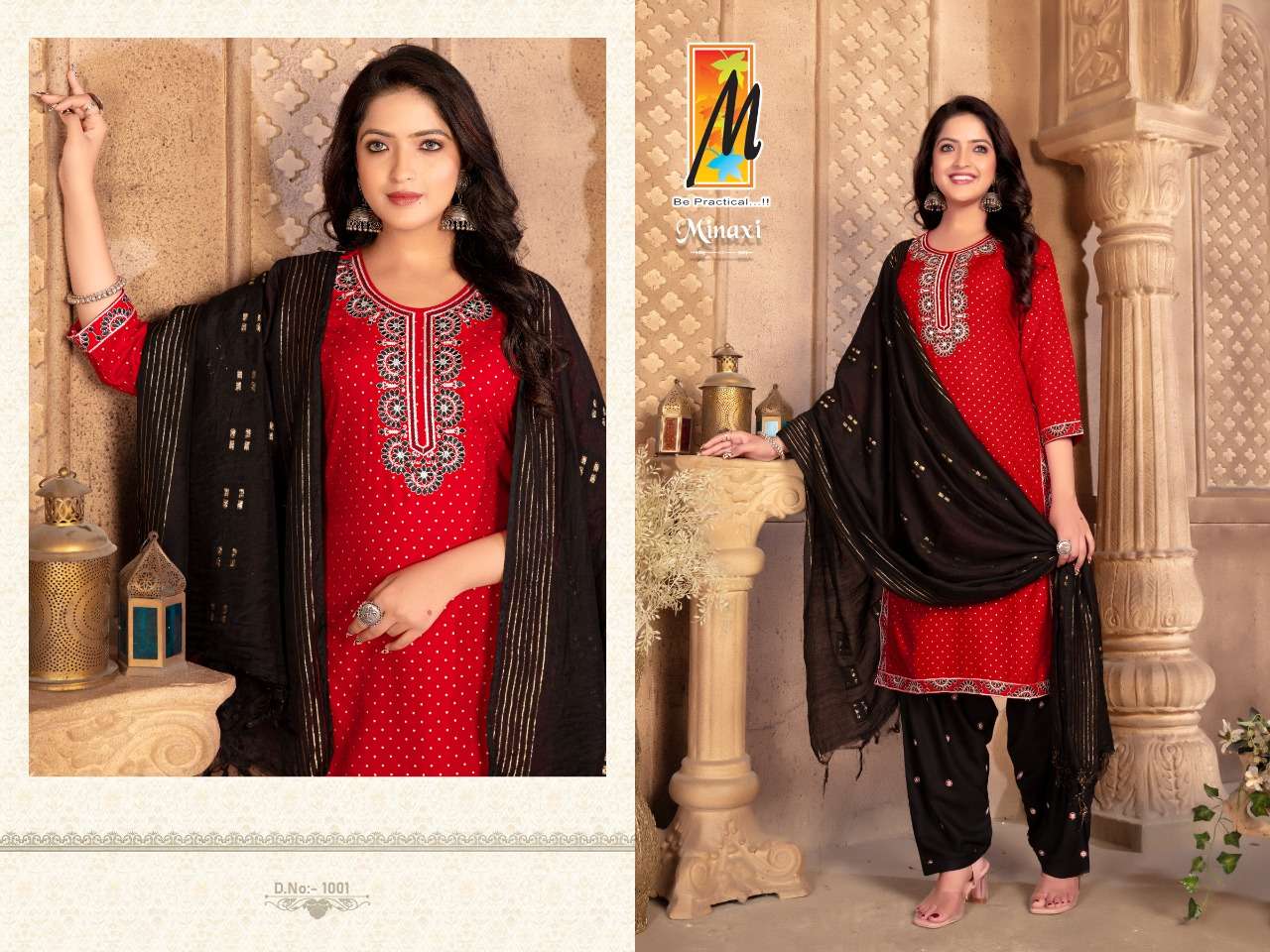 MASTER PRESENT MINAXI 3PCS KURTI BOTTOM WITH DUPATTA CASUAL WEAR SET