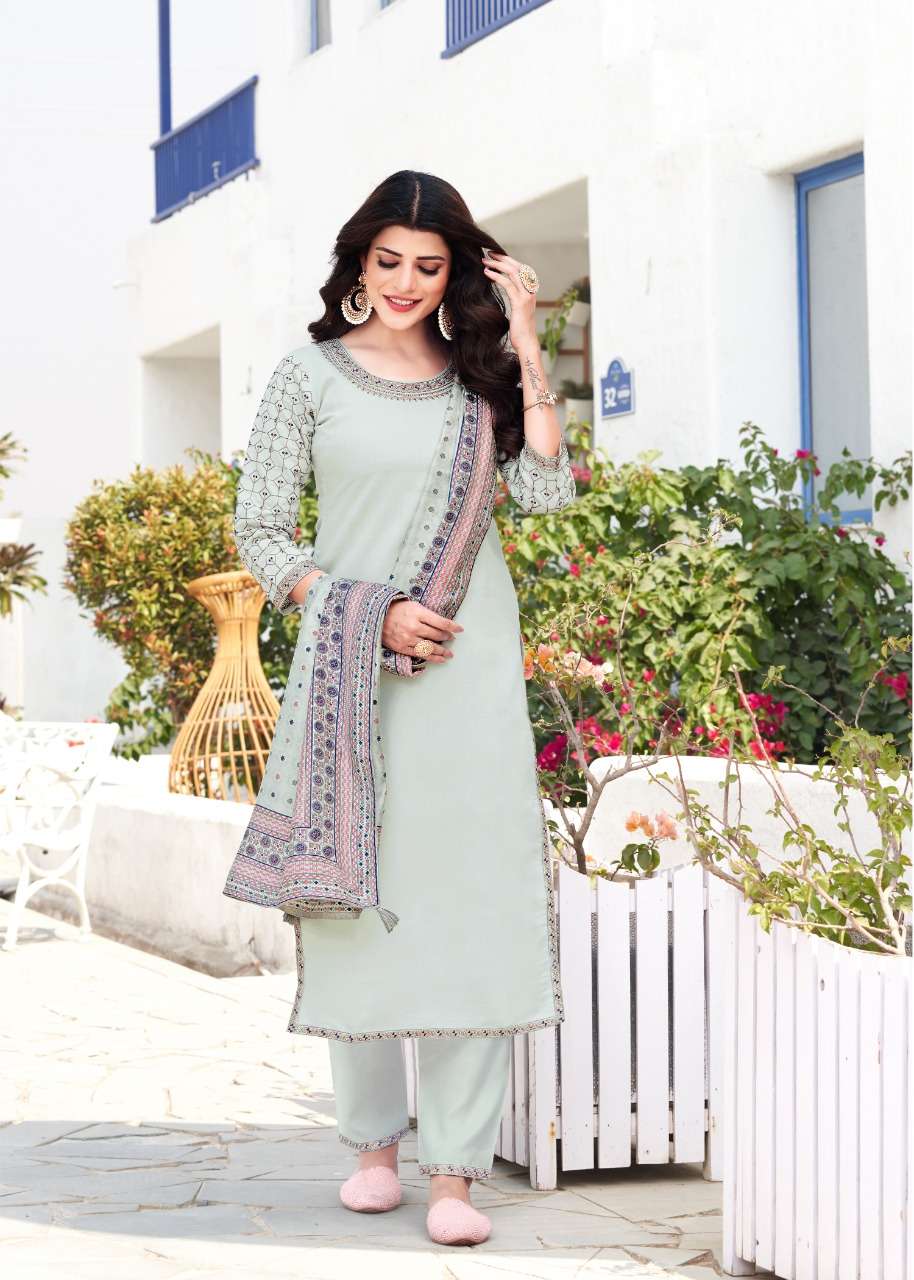 MISHRI CATALOUGE BY BRIJ PURE VISCOSE  HEAVY SLEVES EMBROIDERY WORK