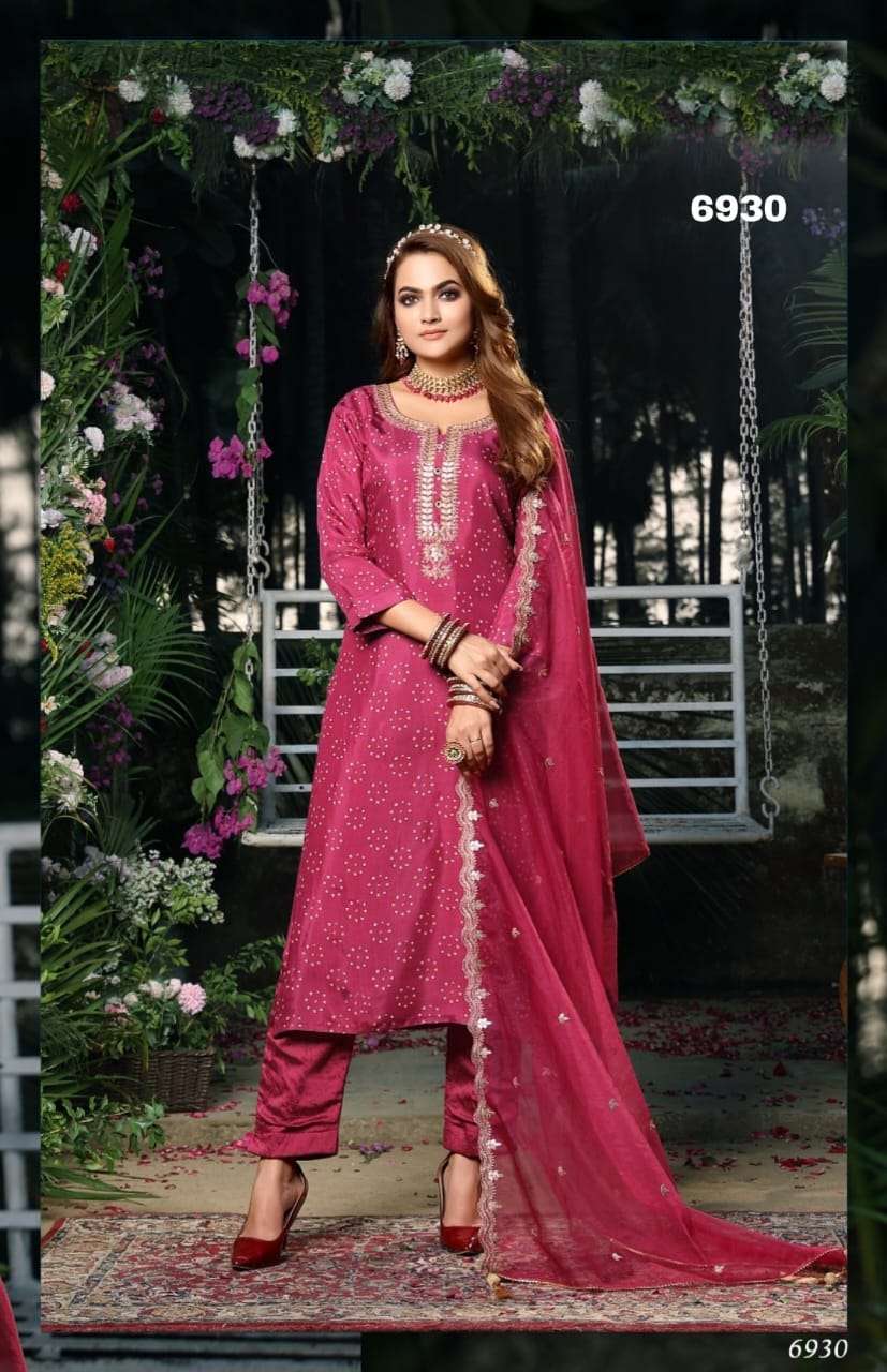 PIROHI BY BARKHA PRESENTING D.NO 6930 KURTI PANT WITH DUPATTA