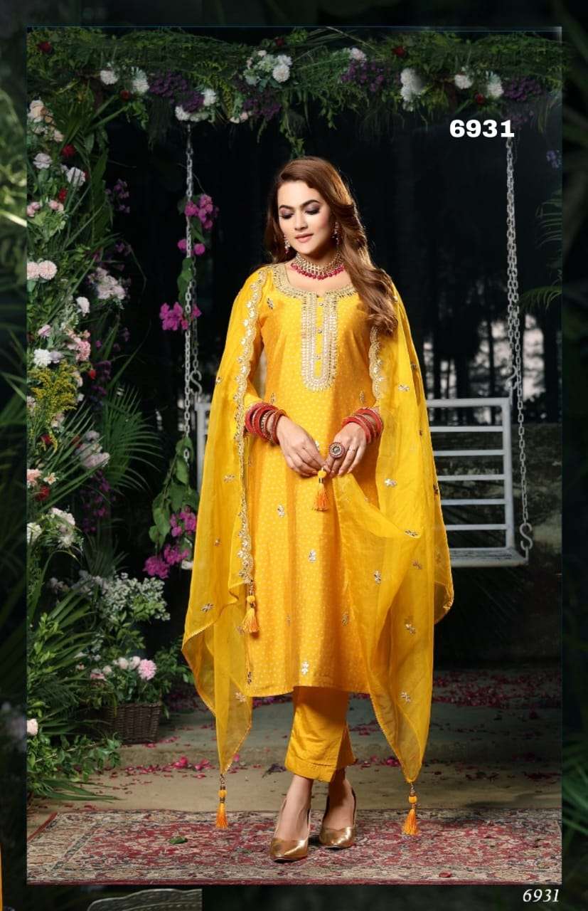 PIROHI BY BARKHA PRESENTING D.NO 6931 KURTI PANT WITH DUPATTA