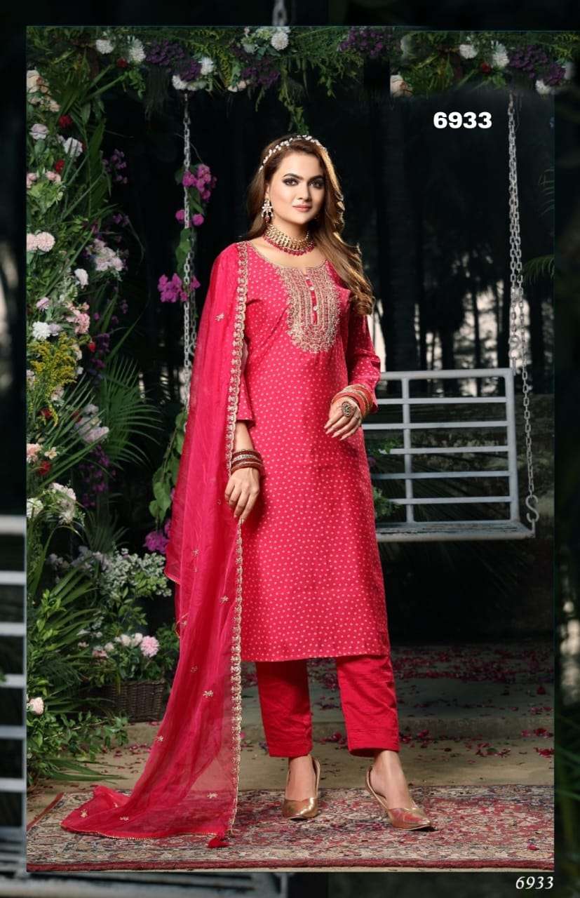 PIROHI BY BARKHA PRESENTING D.NO 6933 KURTI PANT WITH DUPATTA