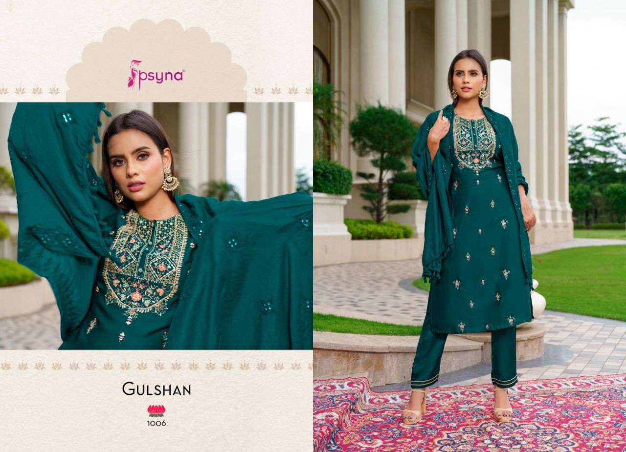 PSYNA PRESENT GULSHAN 3PCS CONCEPT KURTA PANT WITH DUPATTA SET