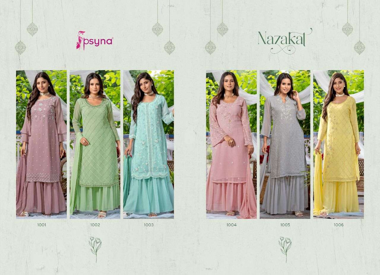 PSYNA PRESENT NAZAKAT 3PCS CONCEPT KURTA SHARARA WITH DUPATTA SET