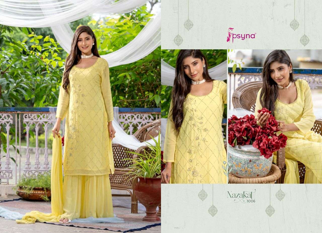 PSYNA PRESENT NAZAKAT 3PCS CONCEPT KURTA SHARARA WITH DUPATTA SET