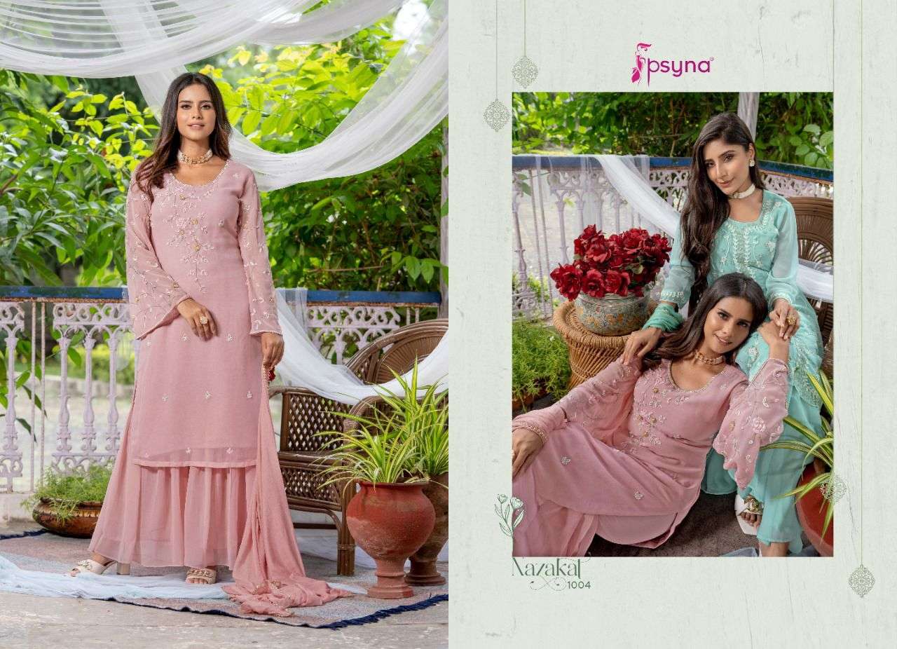 PSYNA PRESENT NAZAKAT 3PCS CONCEPT KURTA SHARARA WITH DUPATTA SET