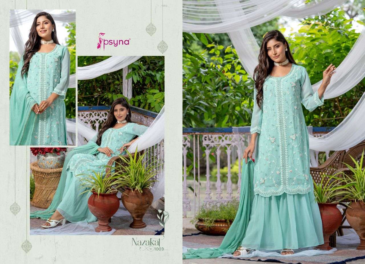 PSYNA PRESENT NAZAKAT 3PCS CONCEPT KURTA SHARARA WITH DUPATTA SET