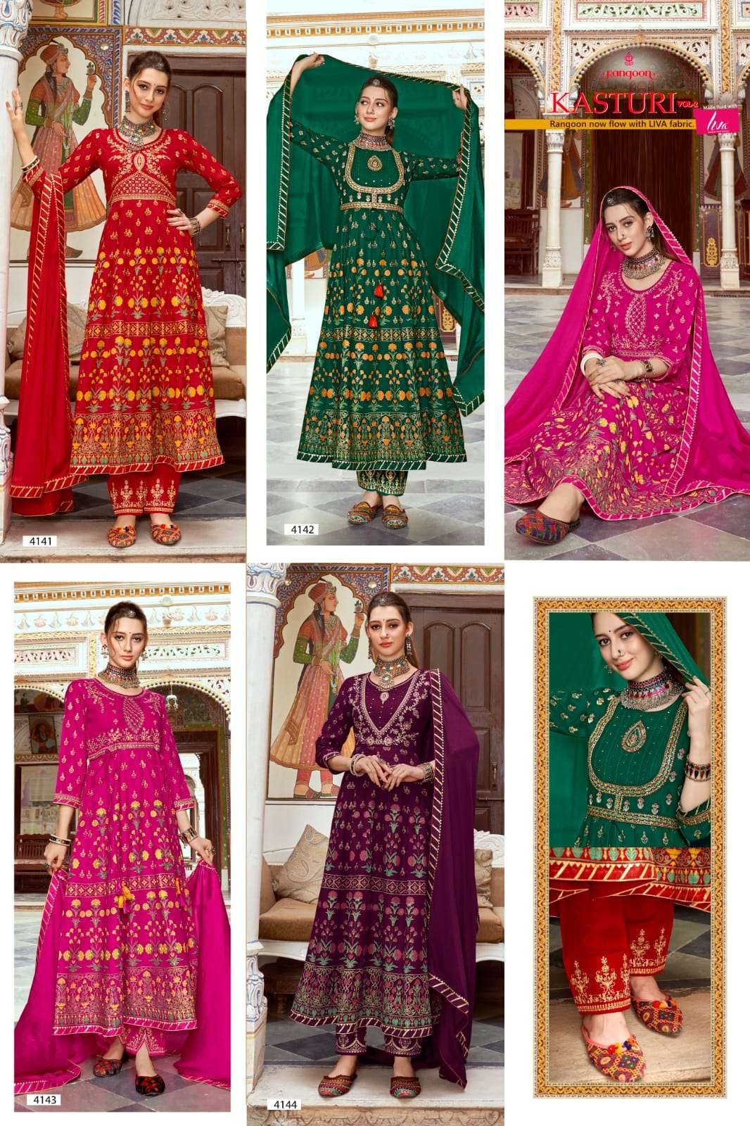 RANGOON PRESENT KASTURI VOL 2 3PCS KURTI PANT WITH DUPATTA SET