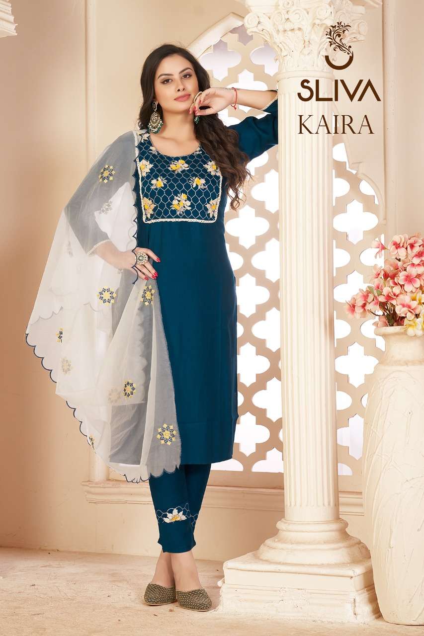 SLIVA PRESENT KAIRA VOL 1 3PCS CONCEPT KURTI PANT WITH DUPATTA